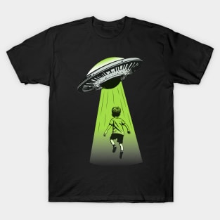 Ufo abducting a Kid - Pencil Drawing T-Shirt